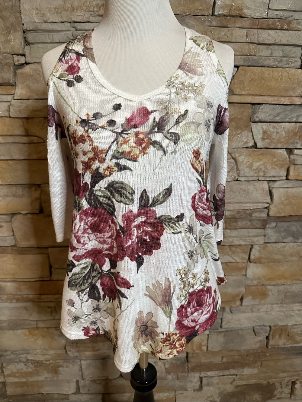 Gage Cold-Shoulder Flowered Knit Top